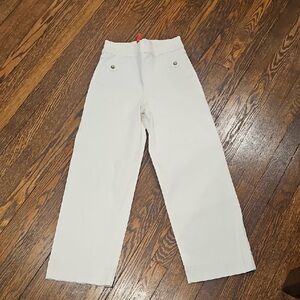 SPANX White Stretch Twill Cropped Wide Leg Pant
